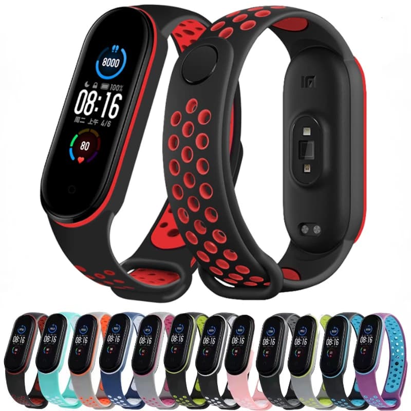 Silicone Strap for Xiaomi Mi Band 7 6 5 4 3 Sports Breathable Mi Band 7 Bracelet Wristband for Mi Band 7 6 5 Mi Band 4 3 Correa