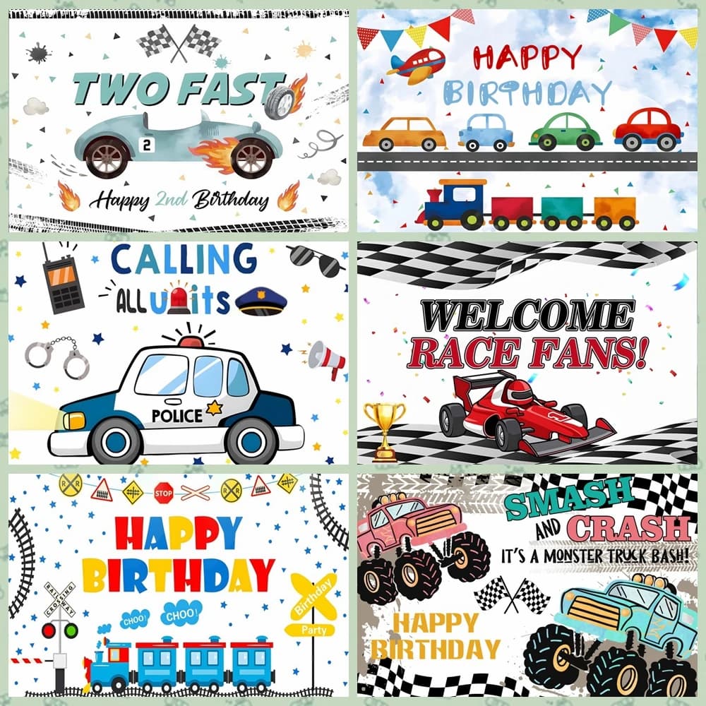 Laeacco Cartoon Car Theme Backdrop for Photography Boys Birthday Party Newborn Baby Shower Photo Photographic Background Decor
