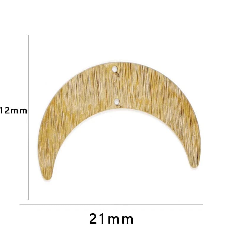 WZNB 10Pcs Texture Raw Brass Crescent Moon Charms 2Hole Pendant Connector for Jewelry Making Handmade Earrings Diy Accessories