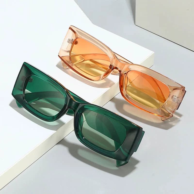 Vintage Sunset Orange Square Sunglasses Men Women Brand Thick Frame Shades Eyewear Female Brand Design Sun Glasses Men oculos