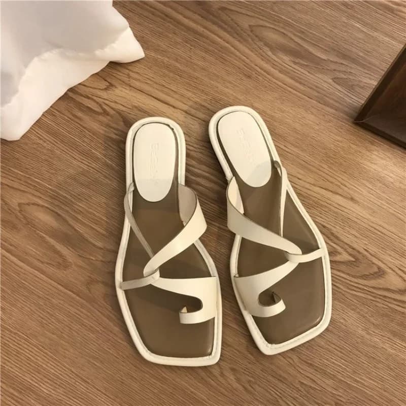 Sandals Women Summer New 2025 Korean Version Clip Toe Flip Flops Outdoor Fashion Flat Casual Non-slip Sandals Female Beach Mules