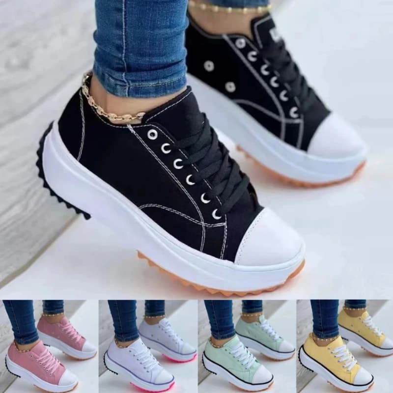 New Women Luxury Designer Platform Sneakers Woman Canvas Breathable Tennis Shoes Femlae Fashion AntiSlip Casual Sports Shoes