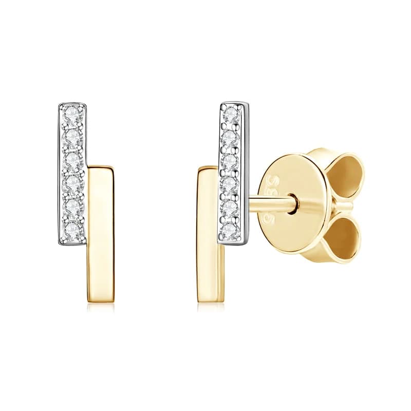 IOGOU D0.03CT VVS1 Moissanite Bar Stud Earrings for Women Real 925 Silver Fashion Geometric New Earrings Engagement Wedding Gift