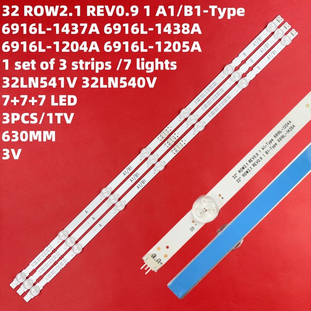 LED Backlight Strip for 32" ROW2.1 Rev 32LA620V 32LN5400 6916L-1437A 6916L-1438A LC320DUE-SFR1 32LP631H 32LP360H 32LA620S-ZA