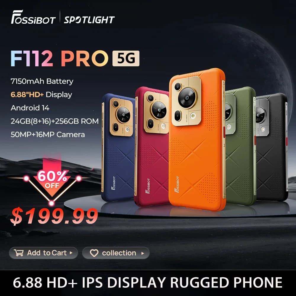 [World premiere] Fossibot F112 PRO 5G Rugged Smartphone 6.88" HD+ 7150mAh 24G(8+16)+256G Mobile Phone Android 14 50MP Cell Phone
