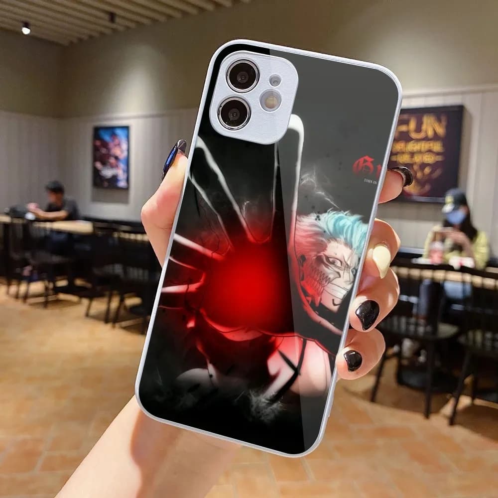 Bleach Grimmjow Mobile Cell Phone Case for iPhone 15 14 13 12 11 Pro Max X XR XS 8 7 Plus Liquid Glass Phone Cover Funda