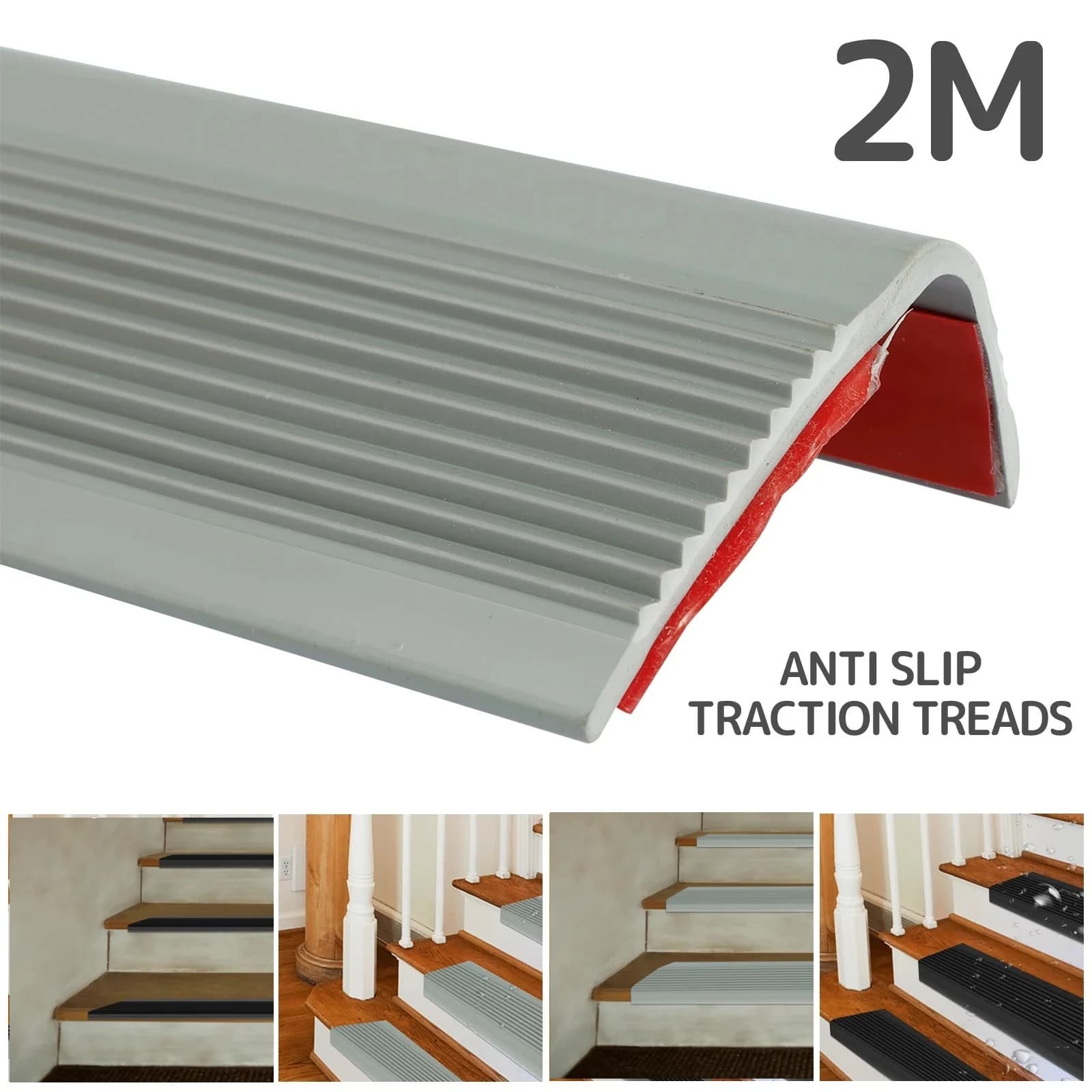 1 Roll 2m/78.74in Stair Edge Protector Non-slip Stair Nose Edging Self-Adhesive PVC Stair Edge Trim L-Shape Waterproof Step Edge