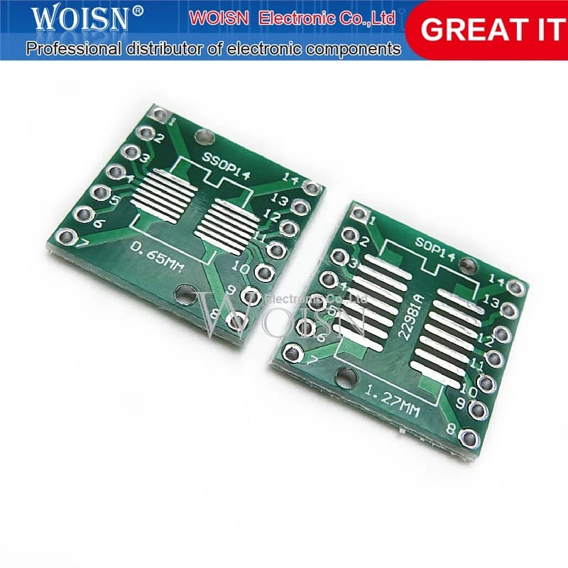 5pcs/lot TSSOP14 SSOP14 SOP14 to DIP14 Transfer Board DIP Pin Board Pitch Adapter In Stock