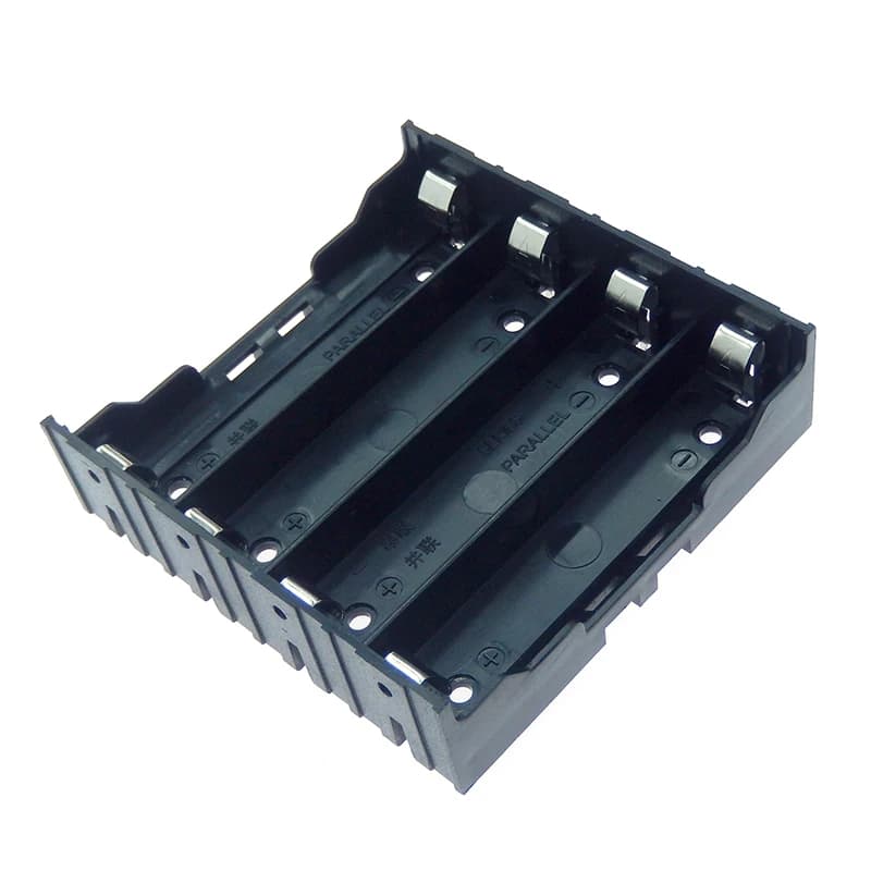 High Quality 18650 Battery Box Holder Batteries Case for 4pcs 18650 in Parallel 3.7V Pole Black for soldering