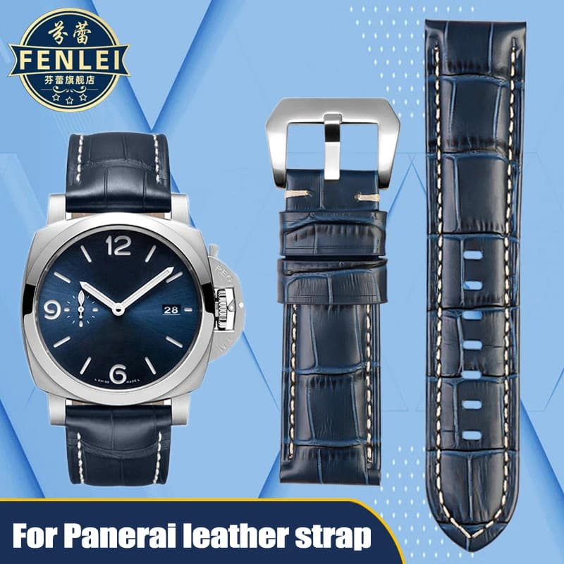 High quality Waterproof Watch band For Panerai PAM688 441/1313 Cowhide Leather Men's blue Watch Strap accessories 22MM 24mm 26mm