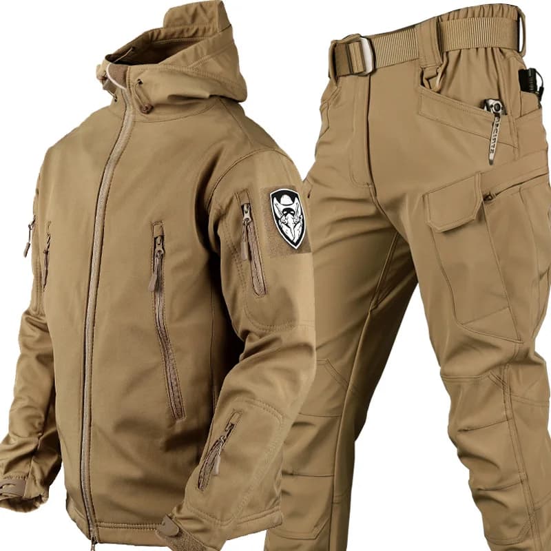 5XL 6XL Low Price Sale of Men's Outdoor New Soft Shell Waterproof and Cut Resistant Thick Wool Fleece Multi Pocket Tactical Set
