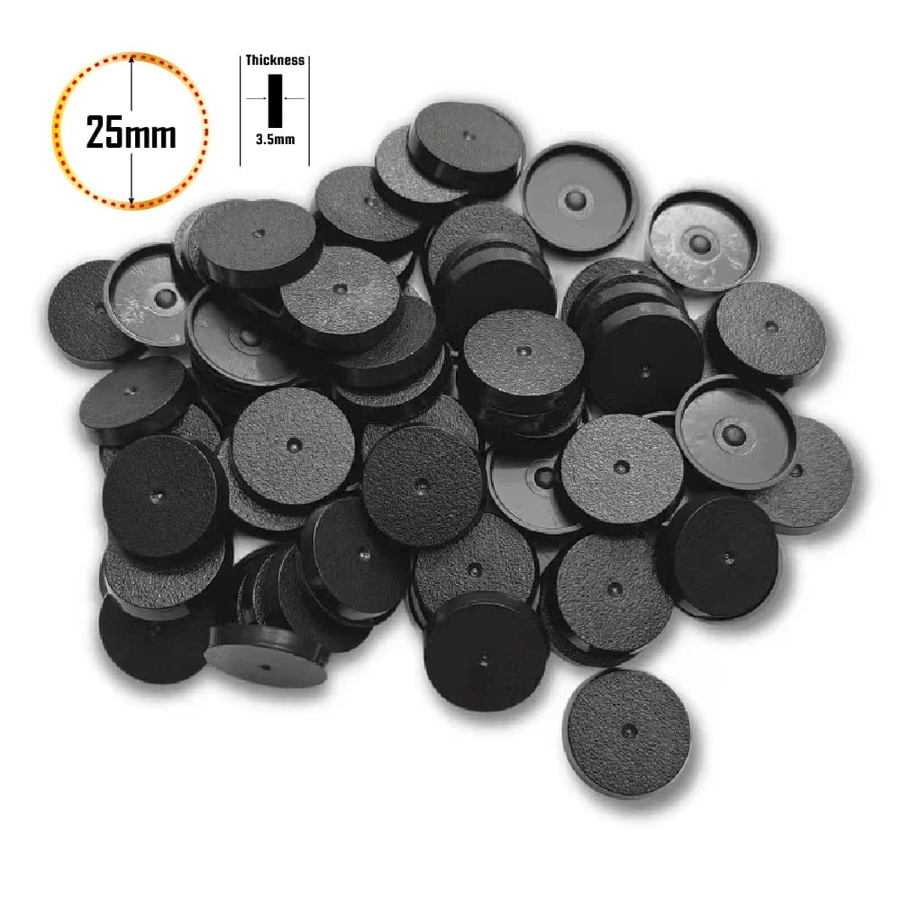25mm Round Plastic Bases for Gaming Miniatures and Table Games