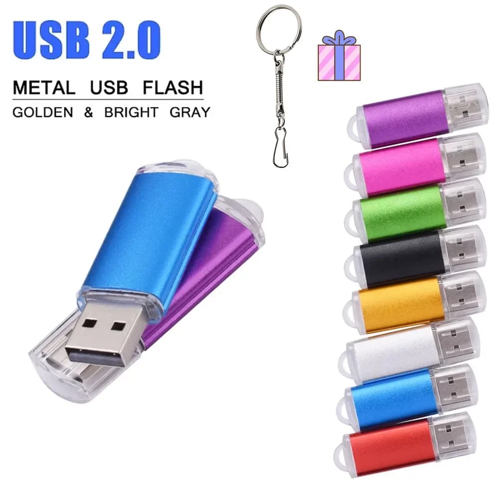 JASTER 100% Real Capacity USB Flash Drive 128GB Free Key Chain Memory Stick 64GB Mini Metal Pen Drive 32GB 16GB Business Gift