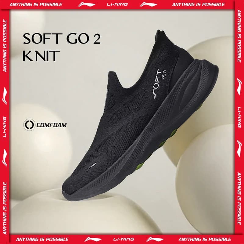 Li-Ning Men SOFT GO 2 KNIT Slip-on Casual Walking Shoes Cushion Comfy Stable LiNing Mesh Jogging Daily Sports Sneakers AGLV017