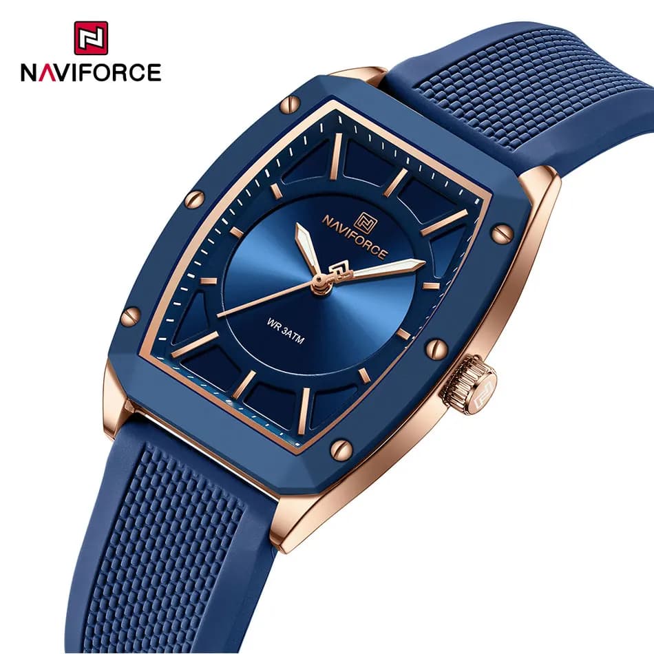 NAVIFORCE Brand Silicone Strap Watch Student Leisure Tonneau Digital Women Quartz Watch New Fashion Ladies Luxury Wristwatch