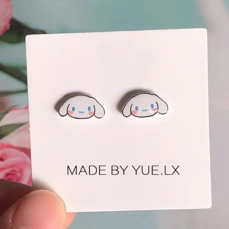 Cartoon Sanrio Cinnamoroll 925 Silver Ear Stud Cute Beauty Stud Earrings Trendy Fashion Jewelry Earrings Girls Birthday Gift