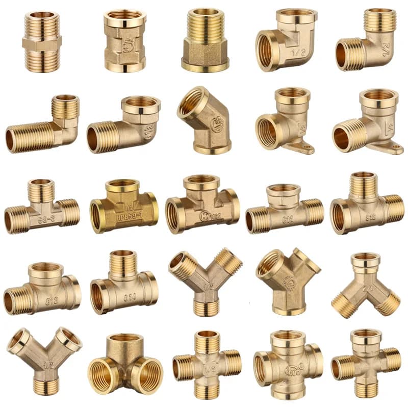 Brass Connector BSP 1/8"1/4"3/8"1/2"3/4"1"1-1/4"1-1/2"2" Female Male Thread Equals 2/3/4 Way Tee Type Straight Elbow Adapter