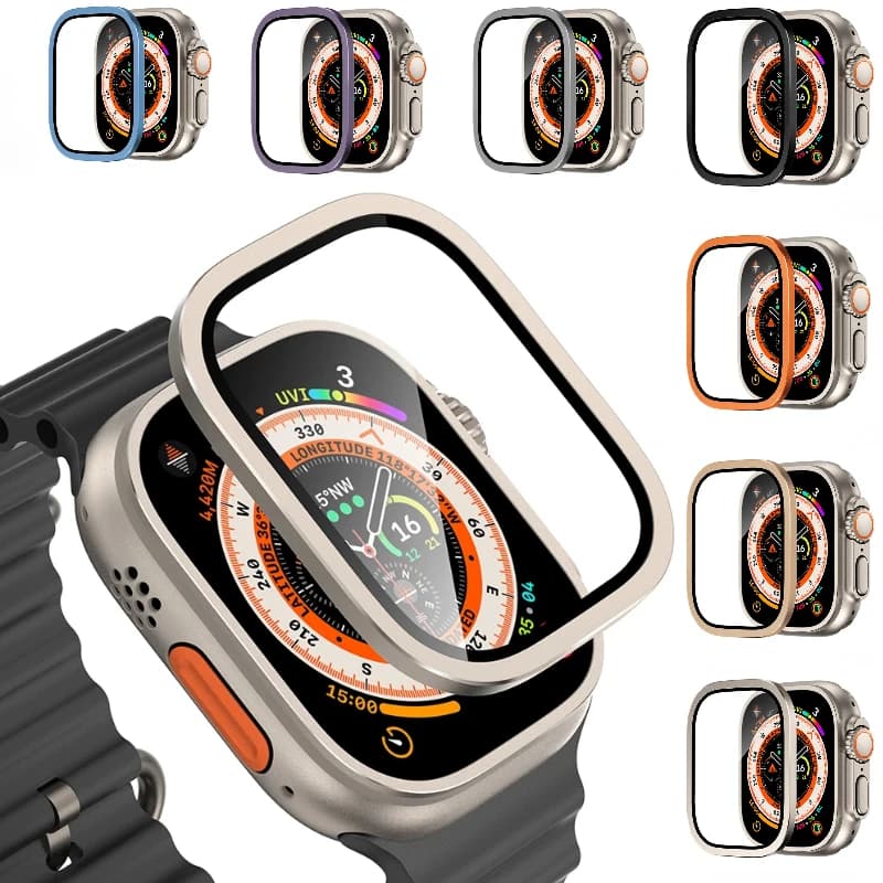 Aluminum Alloy Case For Apple Watch Ultra 49mm Screen Scratch-proof Protective Cover Frame Tempered Glass Film Shell accessories