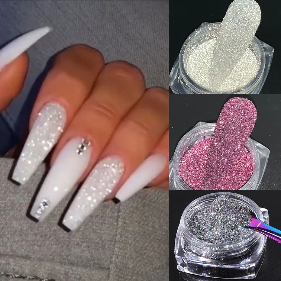 Flash Reflective Nail Powder Holographic Diamond Chrome Manicure Glitter Pigment Shimmer Rubbing Dust Shiny Polished Decoration