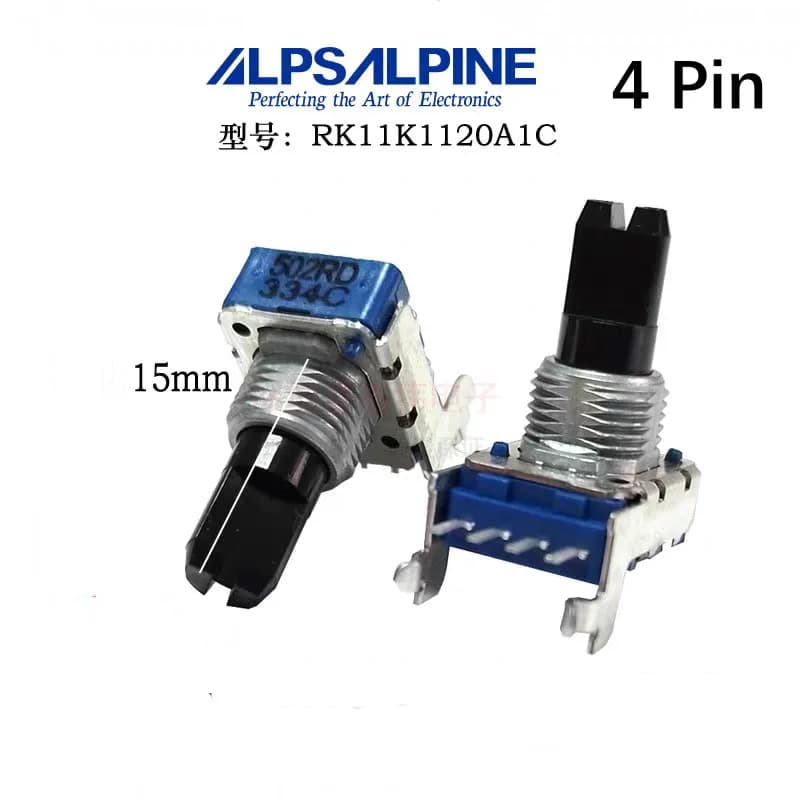 1pcs，Single loop rotary potentiometer，RK11，502RD，5K，4Pin，Electronic organ volume adjustment，The shaft length is 15mm