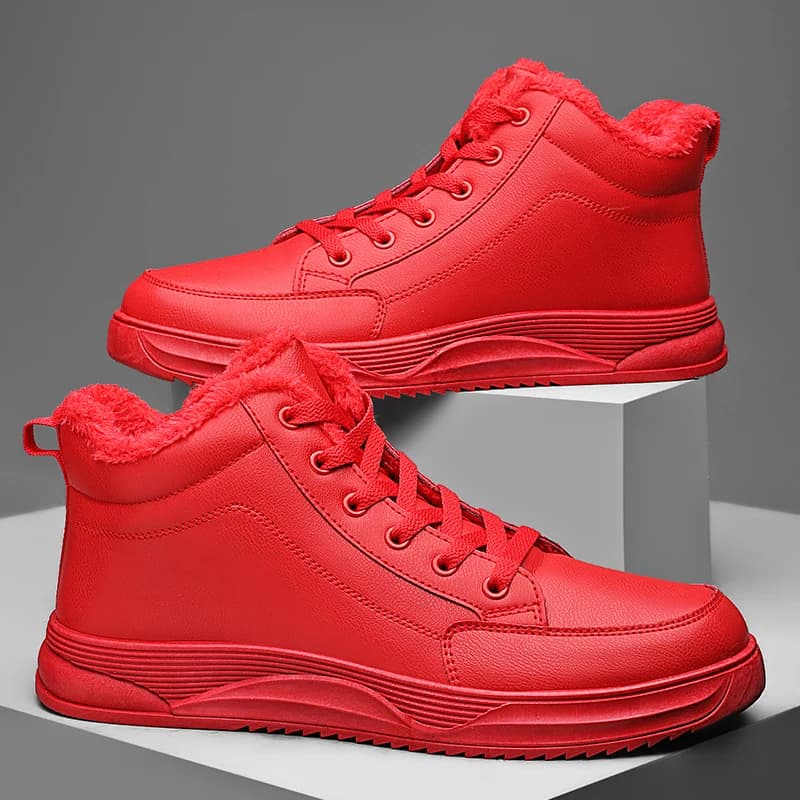 Classic Fashion Red Sneakers for Men Women Warm Plush Sneakers Men Non-slip High Top Sneakers Big Size 45 Zapatillas De Hombre
