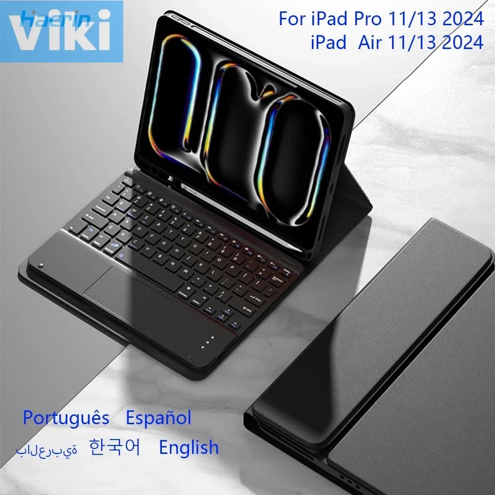 For iPad Magic Keyboard For iPad Air 11 13 inch M2 2024 iPad Pro 11 13 inch M4  Wireless Keyboard Case Portuguese Arabic Spanish