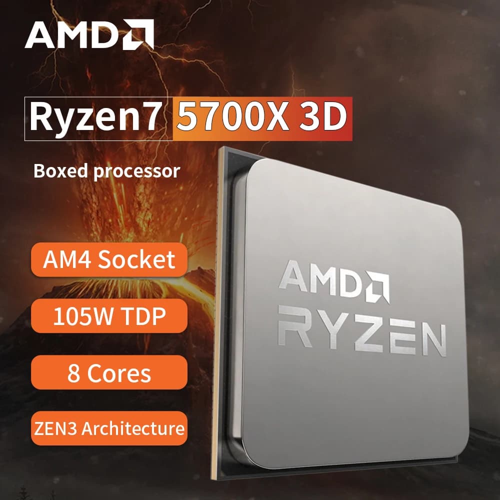New  AMD Ryzen 7 5700X3D - R7 5700X3D 5000 Series 8-Core 4.1 GHz Socket AM4 Thread CPU Processor r7 5800x3d New but without fan