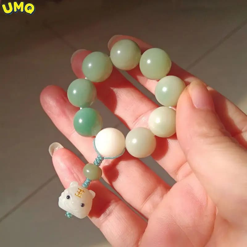 Hand Twisted Beads White Jade Bodhi Root Small Hand String Stationery Fingertip Bodhi Handle Small Ring String