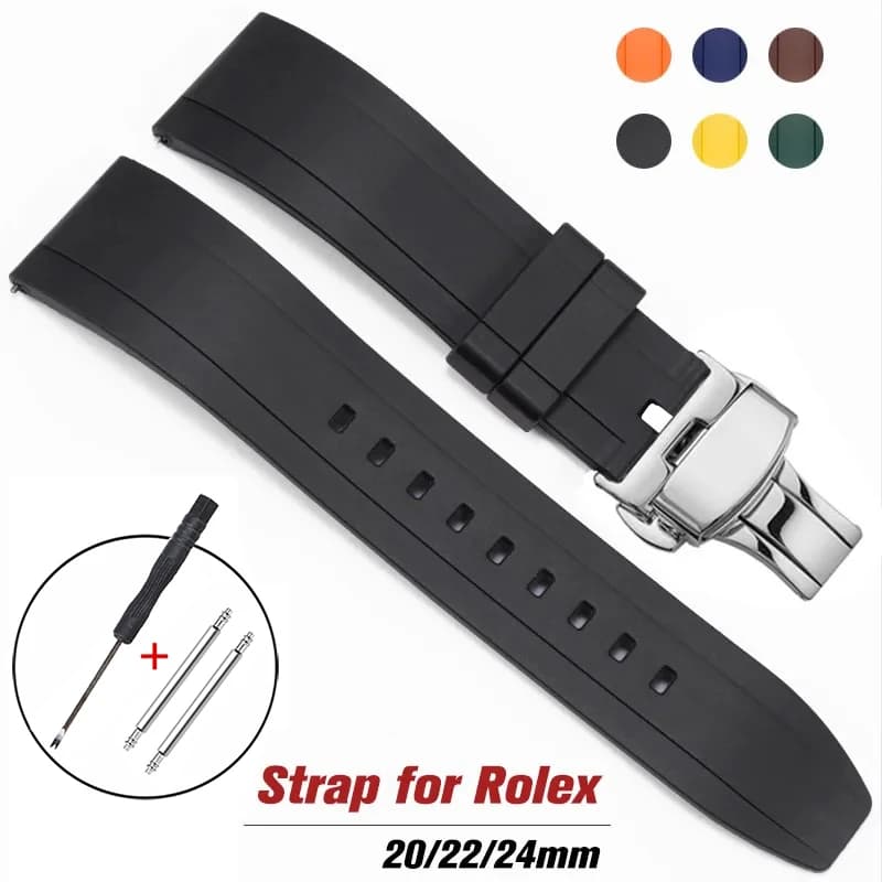 20mm 22mm 24mm TPU Strap for Rolex Waterproof Rubber Watch Band for Seiko Quick Release Silicone Diving Bracelet Butterfly Clasp