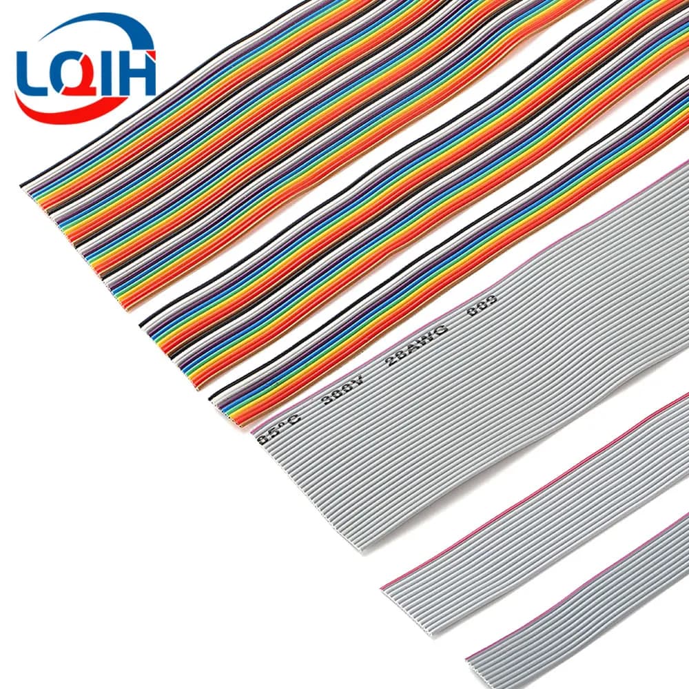 1/3/5Meter 6/8/10/16/18/20/26/34/40P 1.27mm Pitch Color Grey Flat Ribbon Cable Rainbow DuPont Wire For IDC 2.54mm FC Connector