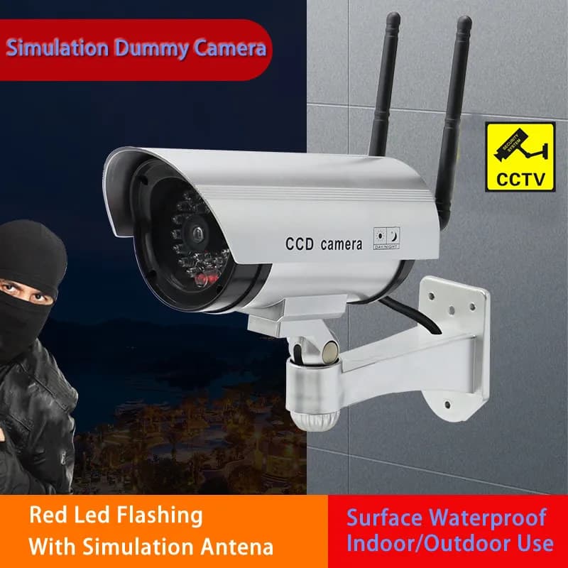 Dummy Wireless Camera Plastic Fake CCTV Camera With Simulation Antena Red Led Flashing AA Battery Surveillance Security System