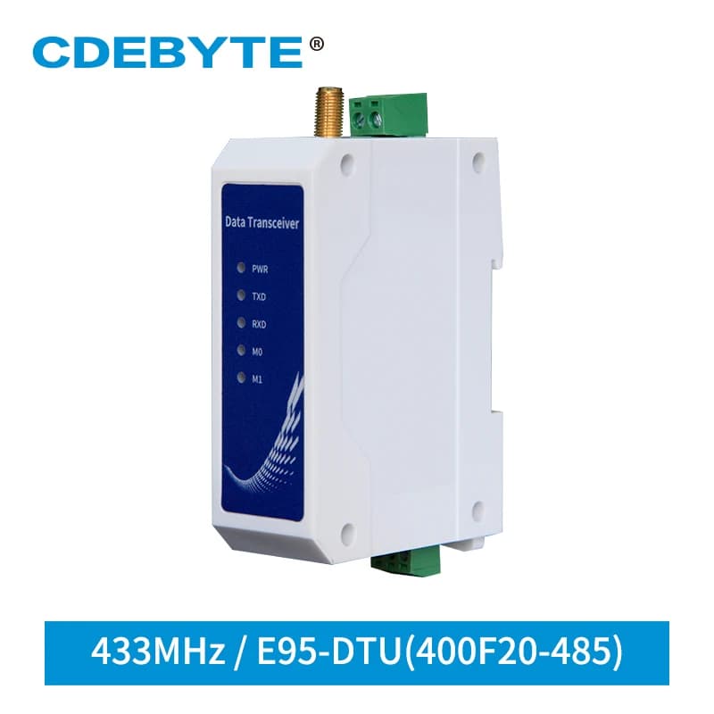 433MHz RS485 ModBus Wireless Data Transmission Digital Radio 20dBm GFSK Long Range 1km Din-Rail Prevent Fire Module SMA-K