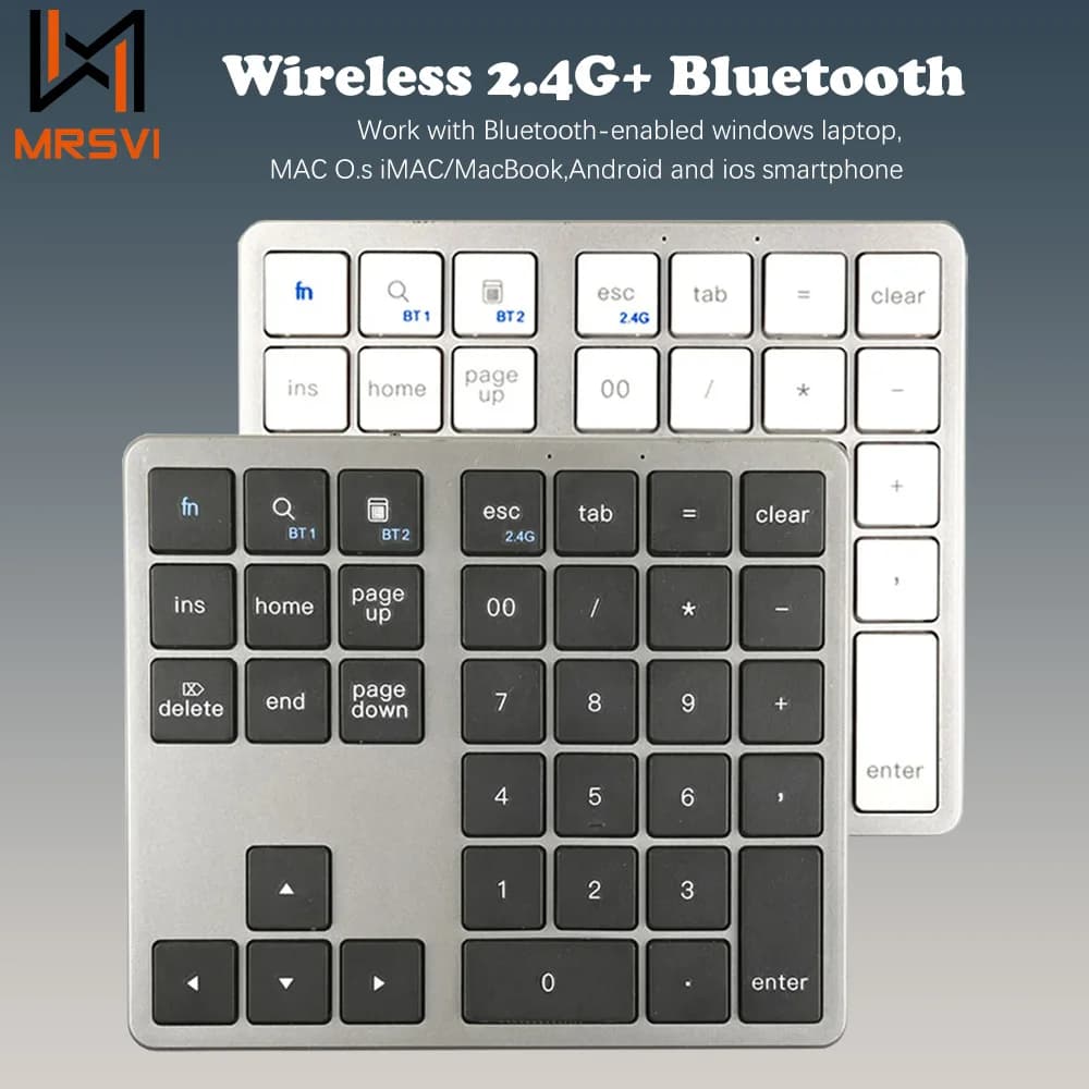 2.4G Wireless Bluetooth Number Pad Ultra-thin Remote Connection Numpad Numeric Keypad for IOS Android Window Digital Keyboard