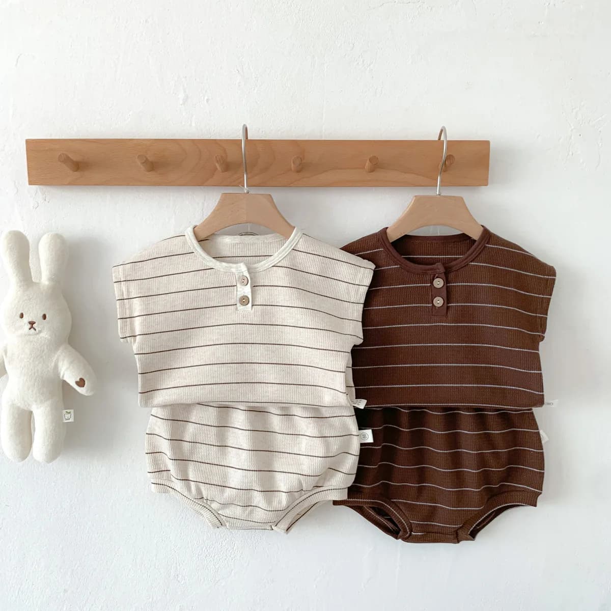 2024 Korea Style Summer Baby's Sets Fashion Striped Newborn Baby Clothing Newborn Baby Girl Clothes Boy Clothes Top Shorts 2Pcs