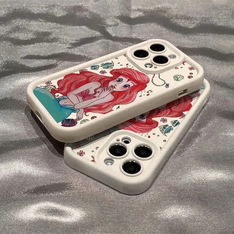 Disney Cartoon Beautiful Ariel Princess For iPhone 16 14 13 12 11 PRO MAX XS XR 8 PLUS Silica Gel Fall Prevention iPhone 11 Case