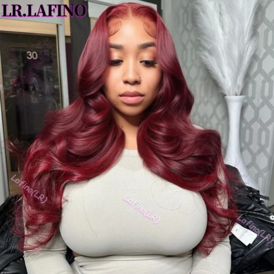 30 Inch Burgundy 13x6 Body Wave HD Lace Frontal Human Hair Wig 99j Colored 13x4 Red Lace Front Human Hair Wigs For Black Women