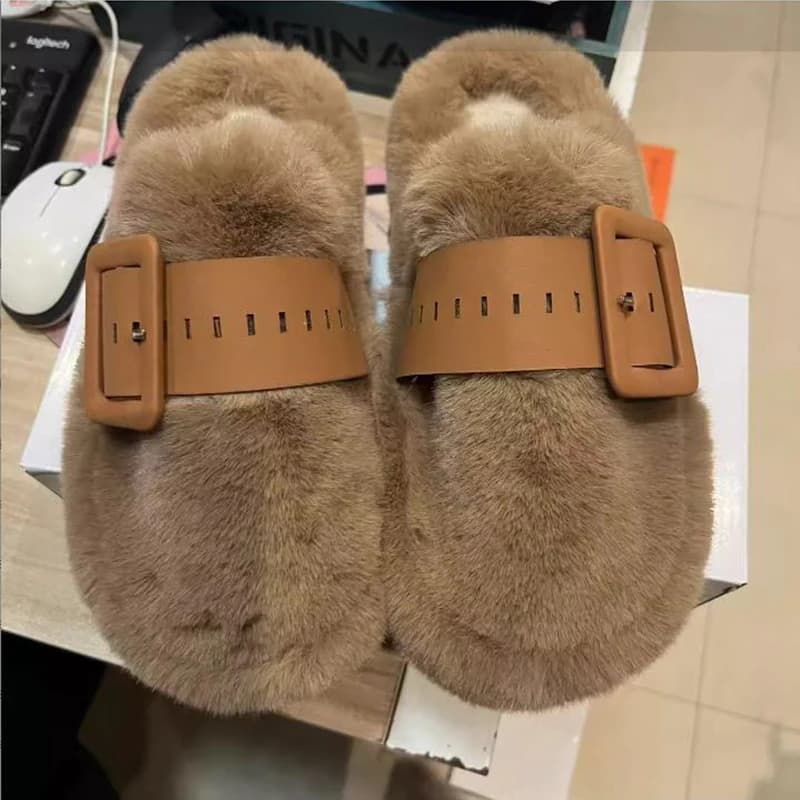 Women's Plush Slippers Autumn Winter 2025 New Thicked Platform Shoes Fashion Household Anti-slip Warm Cotton Slippers