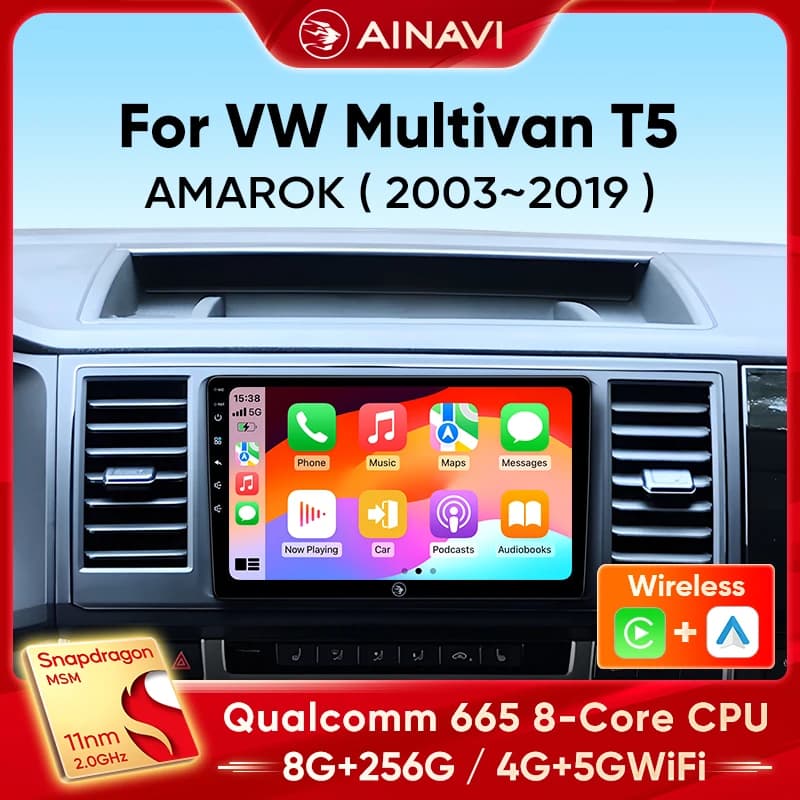 Ainavi Car Radio For Volkswagen VW Amarok Multivan T5 Wireless Carplay Android Auto Car Multimedia Player Car Stereo 2 Din HDMI