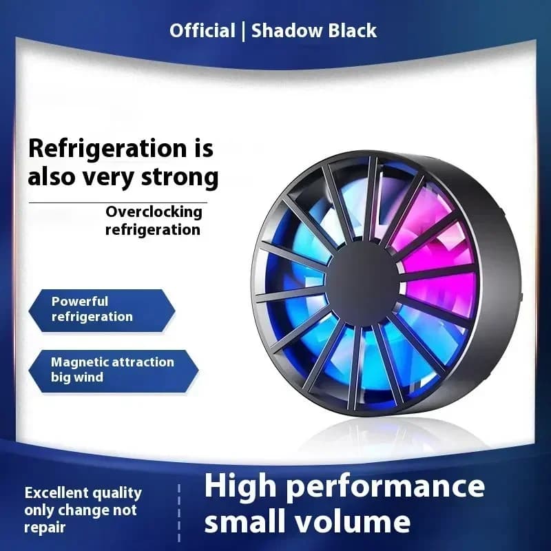 Phone Radiator Portable Magnetic Phone Cooler Low Noise Light Weight Fan with RGB Light Fast Cooling for Phone Tablet PUGB Game