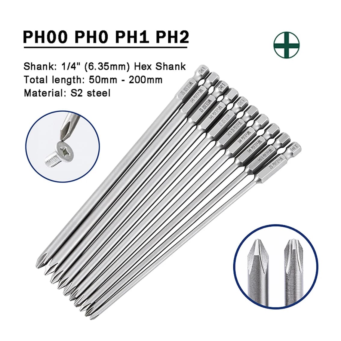 1PCS 150-200mm Electric Screwdriver Bit Cross Head Electric Hand Drill Bit Strong Magnetic Air Screwdriver Bit ph1-ph2