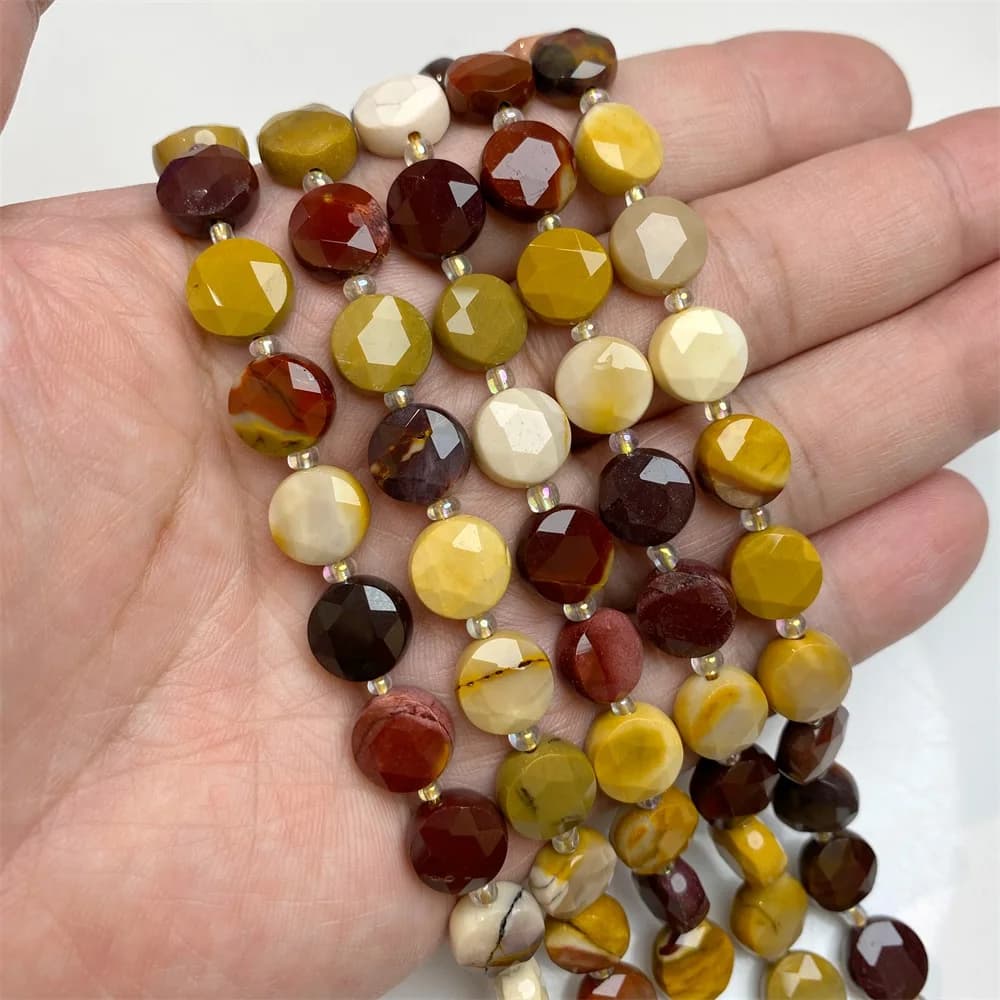 10MM Faceted Coin Shape Natural Green Aventurine Jades Stone Beads Loose Flat Spacer Round Gem Beads For Jewelry Making