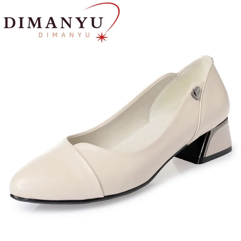 DIMANYU Dress Women Shoes 2024 Spring New Genuine Leather Women Fashion Shoes Red Office Shoes Women