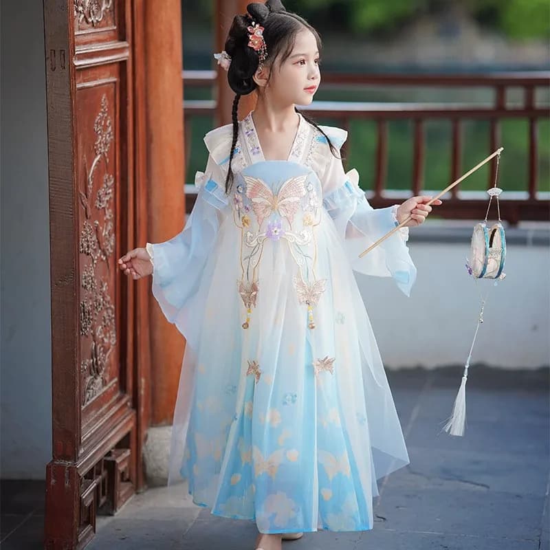 2024 New Chinese Traditional Girls Embroider Hanfu Dress Fairy Outfit For Girl Children Chinese Style Tang Photography Cosplay