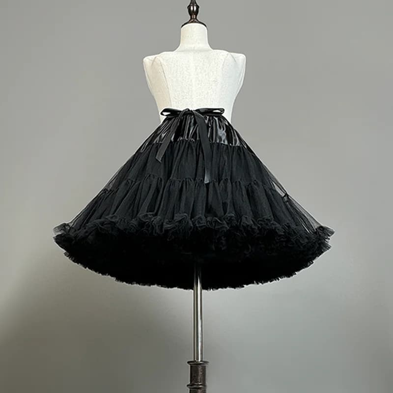 Women's Fluffy Tulle Petticoat Slip Multi-Layer Tutu Crinoline Underskirt Knee-Length Pettiskirt for Skirts