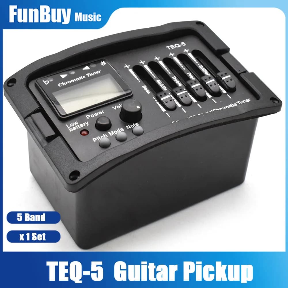 5 Band Acoustic Guitar Preamp EQ Equalizer Classical Acoustic Guitar Amplifier Digital Chromatia Blend Tuner Piezo Pickup