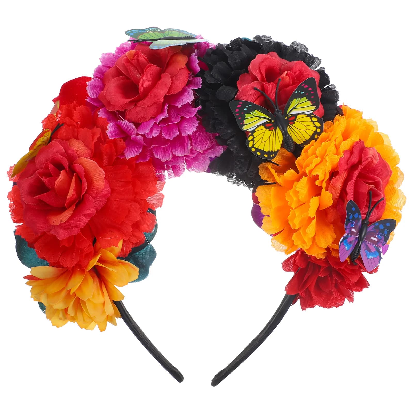 3Pcs Flower Crown Mexican Day Of The Dead Headband Boho Hair Accessory Rave Cosplay Party Hat Costume Decor Crowns For Women