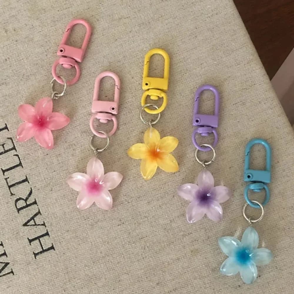 Sweet Colorful Jelly Flower Key Chain Color DIY Flower Cute Keychains Pendant Student Girls Resin Bag Pendant Keyring Jewelry