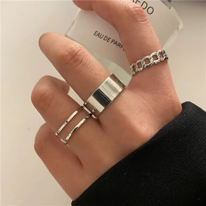Hip Hop Cross Ring On Finger Chain Adjustable Jewelry Anneaux for Men Women Gothic Anillos Aesthetic Anel Trend Accessories Gift