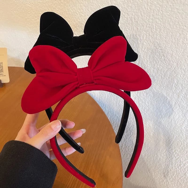 Velvet Big Bow Red Headband Ladies Elegant Temperament High Cranial Headband Fashion Girls Cute Headband