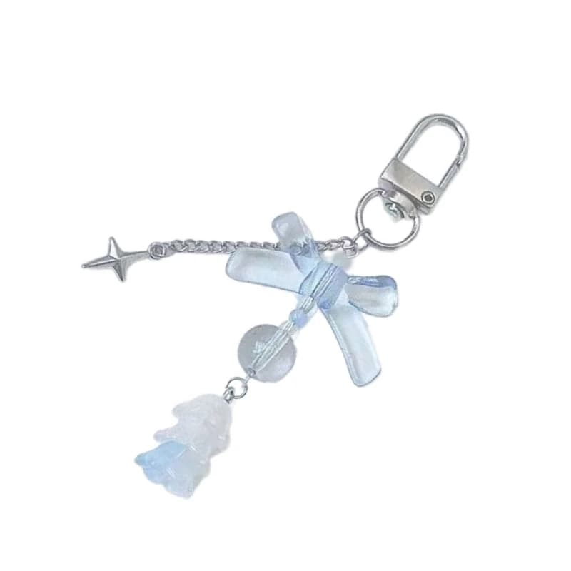 Bowknot Flower Bead Keychain Sweet Pendant Decoration Keyring Jewelry